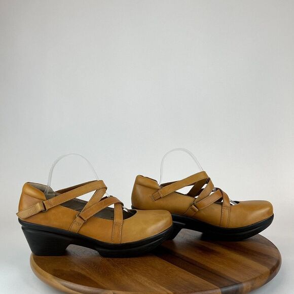 Womens Sanita Neve Light Brown Leather Mary Jane Clog Shoes Size EU 42 US 11 GUC - Picture 1 of 7